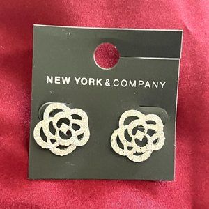 NWT! New York & Company Rhinestone Flower Earrings